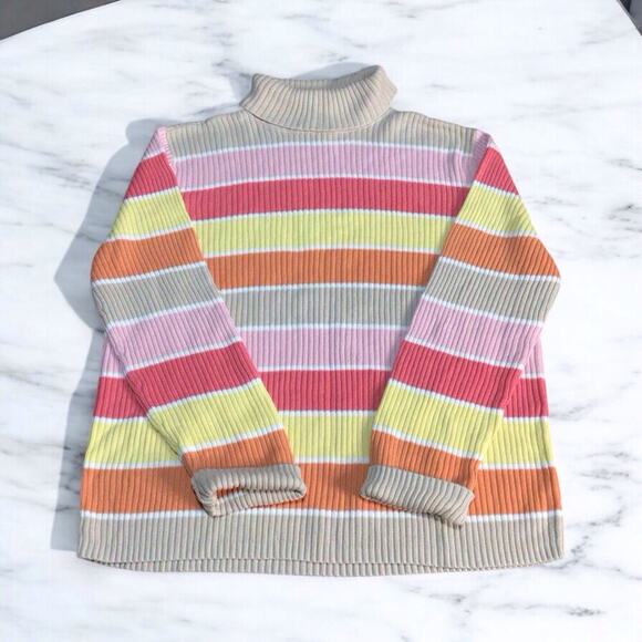 Venezia Jeans Womens Sweater Size 18/20 Striped Ribbed Knit Mock Neck - Picture 1 of 7